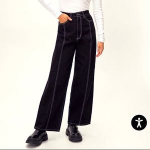 Black Denim Wide Leg Jeans
